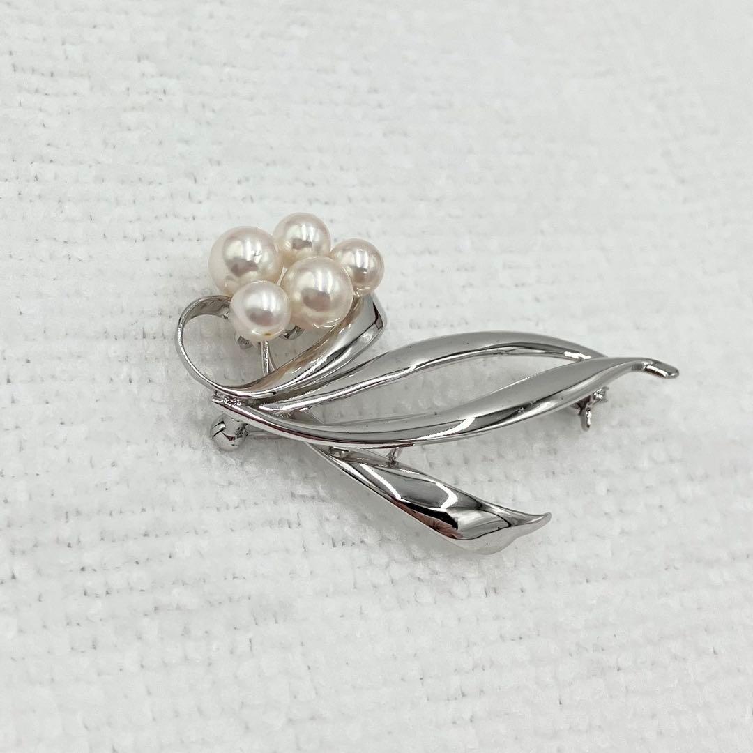 MIKIMOTO　ミキモト　パール　シルバー　ブローチ　SV　箱有