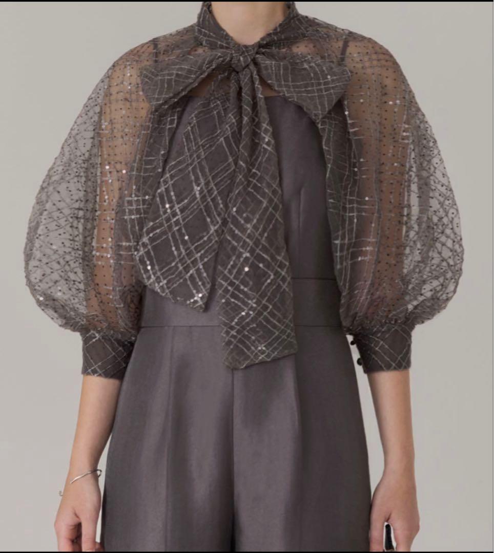 新品未使用　レジャ　ドットスパンコールリボンボレロオールインワンパンツドレス