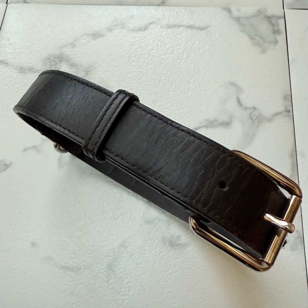 グッチ ロゴ プレート レザー リード 首輪 セット ブラック 中型犬　大型犬