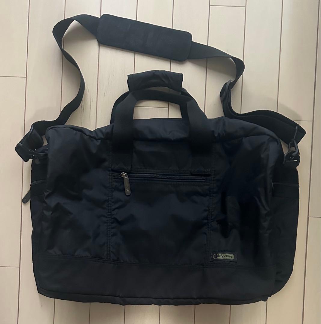 レスポートサック黒ボストンバッグ ショルダーストラップ付　LESPORTSAC