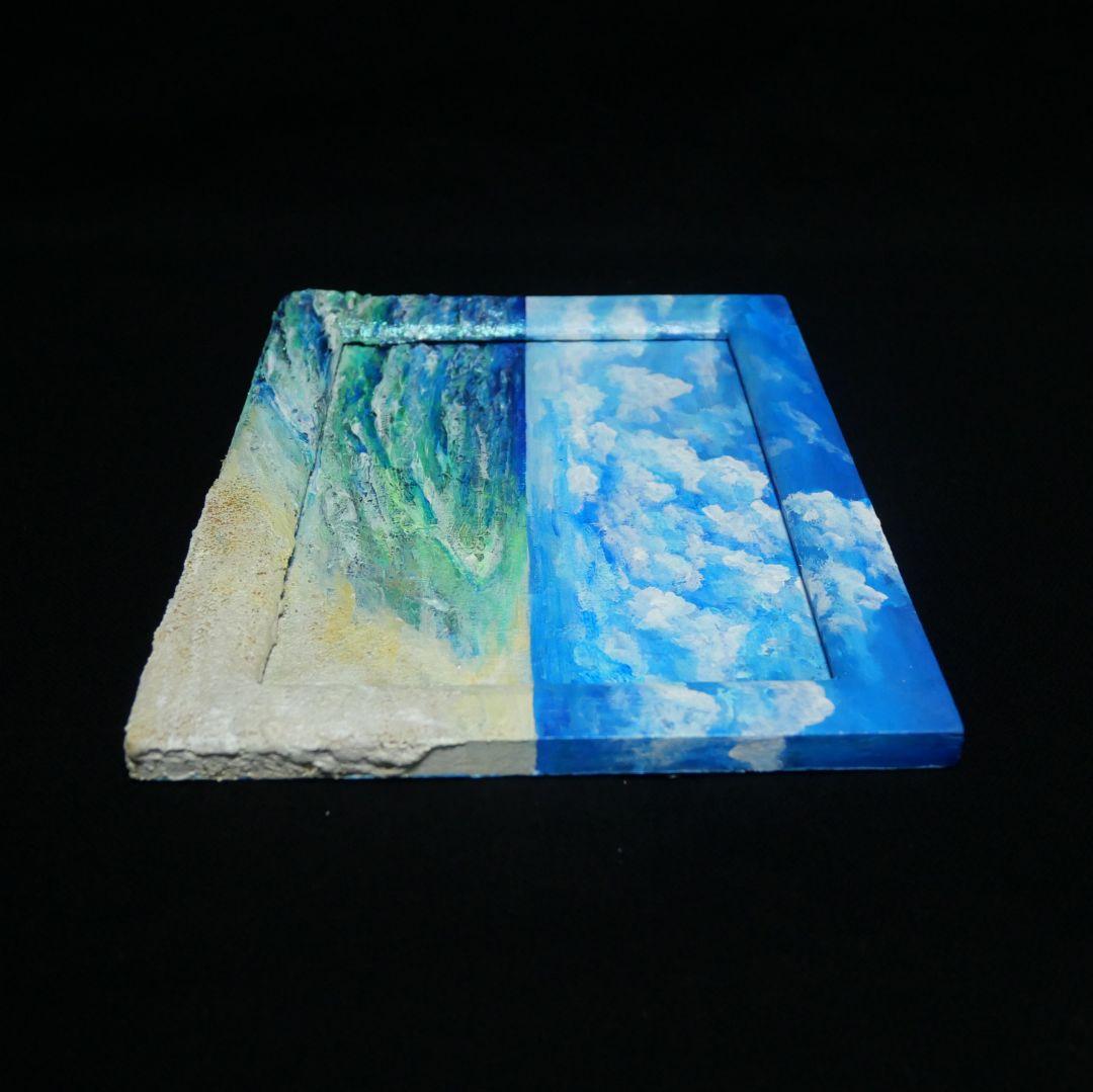 油絵 油彩 油彩画 絵 絵画 【砂浜の海】ミニ絵画