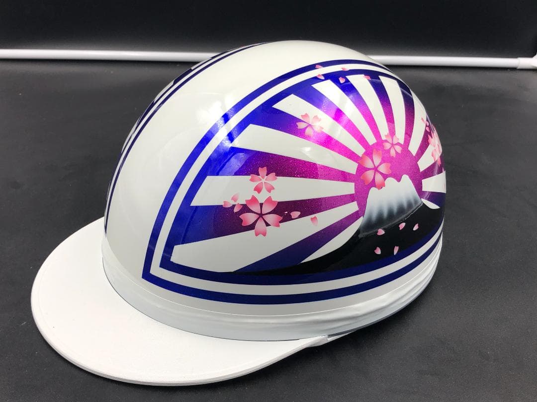 コルク半　カスタム　富士日章　三つボタン　ホワイトピンクブルー　ラメ　桜