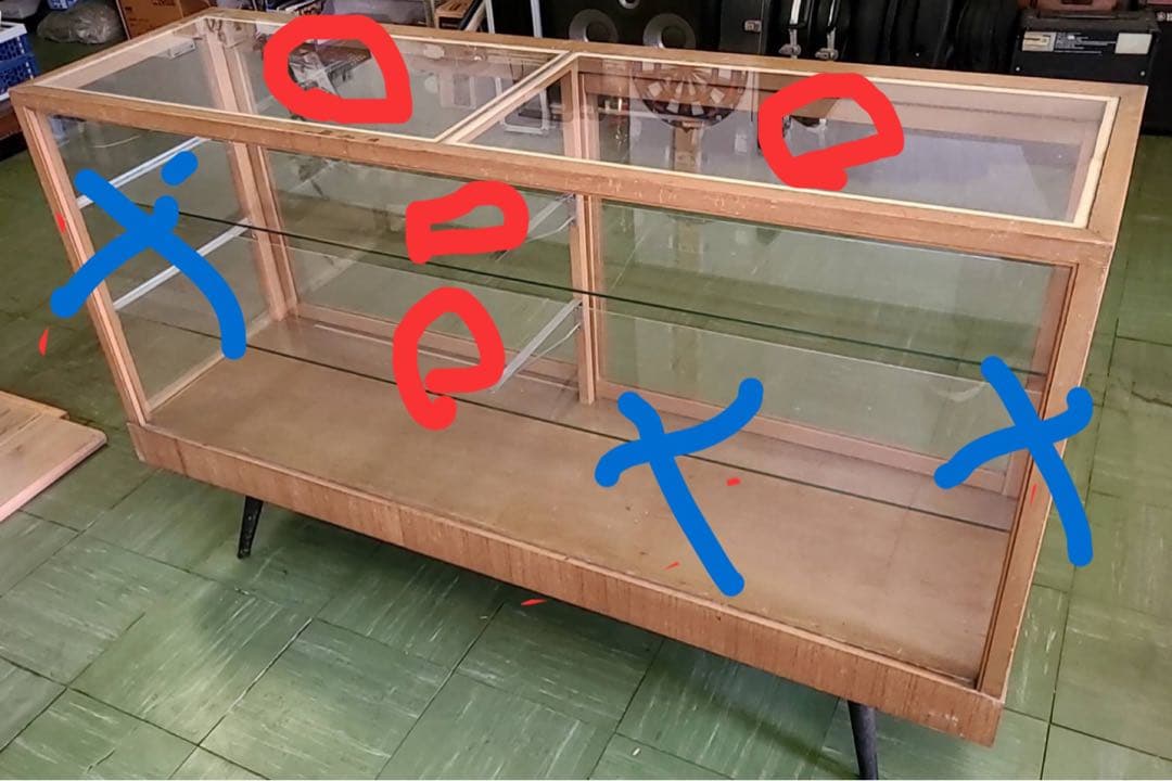 ヴィンテージ　木製　ガラスショーケース