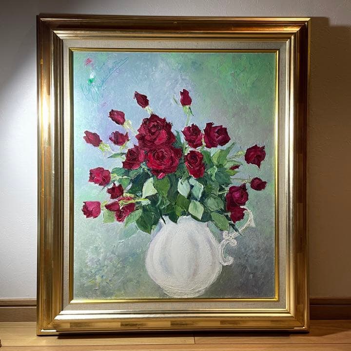 ◆【葦原邦子】『白いつぼのバラ』1984年 F12号 元宝塚歌劇団トップスター◆