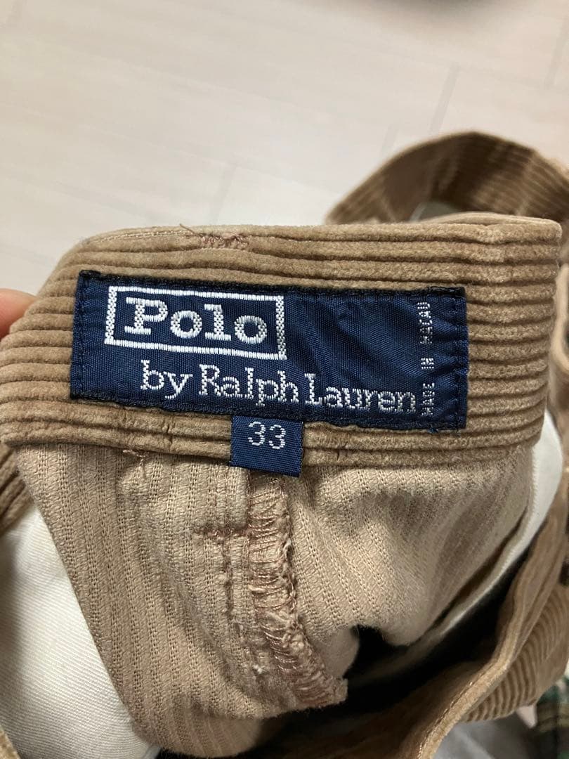 90sラルフローレン　初期タグツータックコーデュロイパンツ　ポロチノ