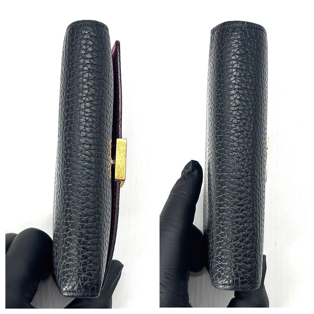 ルイヴィトン トリヨン カプシーヌ コンパクト 三つ折り財布 黒 ノワール