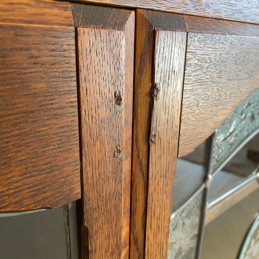 三越ブルージュ　キャビネット　三越家具　ステンドガラス　カントリー　英国　飾り棚