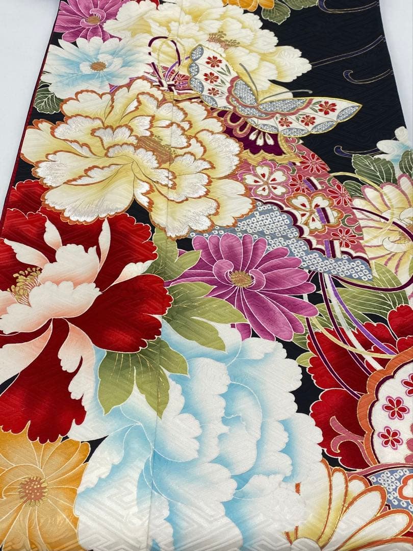 振袖 豪華 型友禅 刺繍 金駒 金彩 紋意匠 身丈172cm