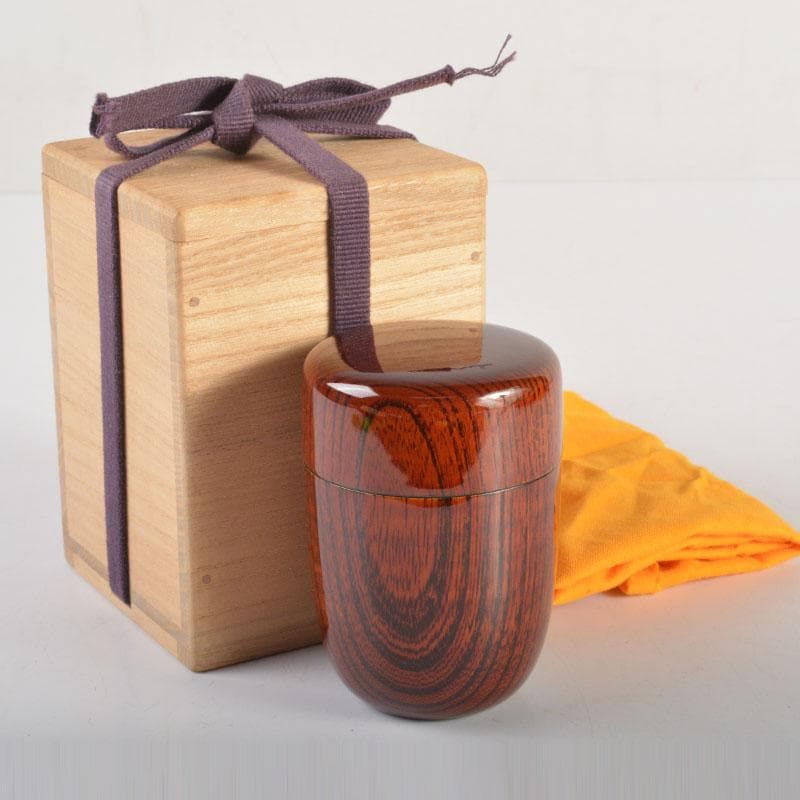 茶道具　漆塗　きれいな木目の棗　時代箱付　V　6715