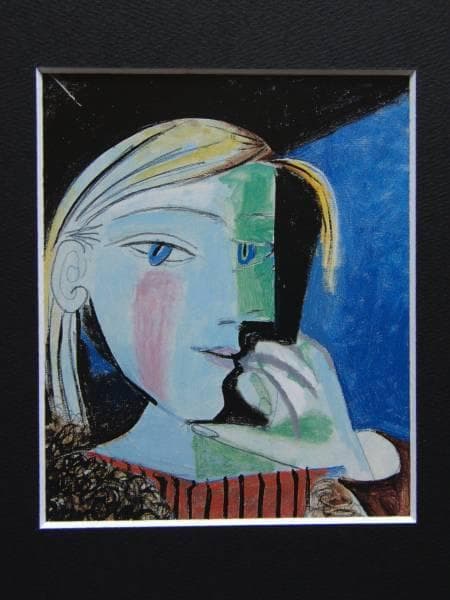パブロ・ピカソ、【人形を抱くマヤ】、希少画集画、新品高級額・額装付