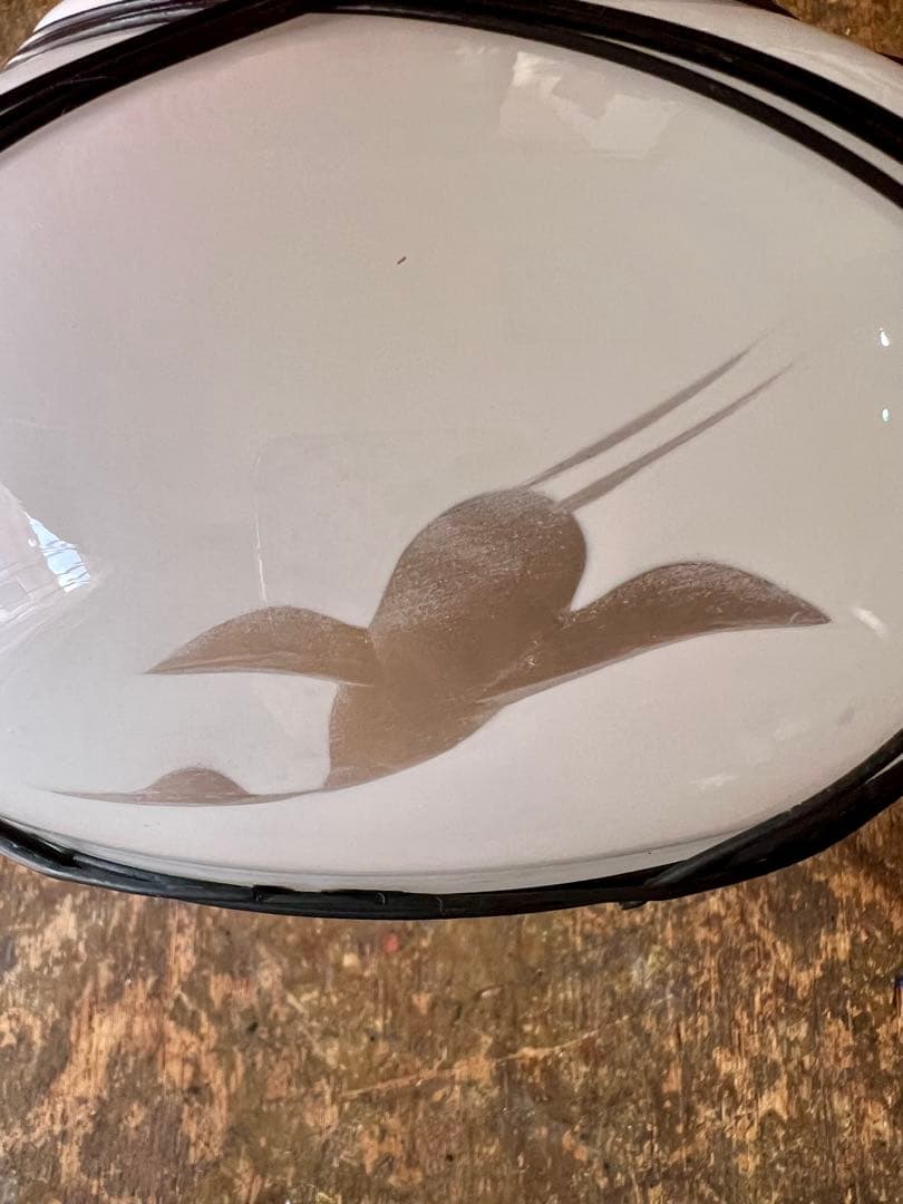 レトロ　電笠　鶴　和ガラス　ランプシェード　灯り　照明　古民家　古道具　カフェ