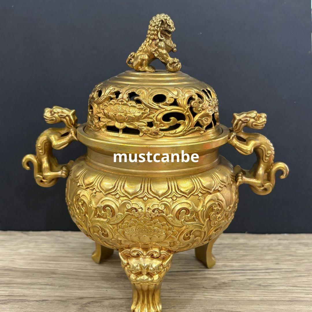 銅製 香炉 獣頭三足香炉 室内 仏堂 茶道 薫炉 工芸品 置物