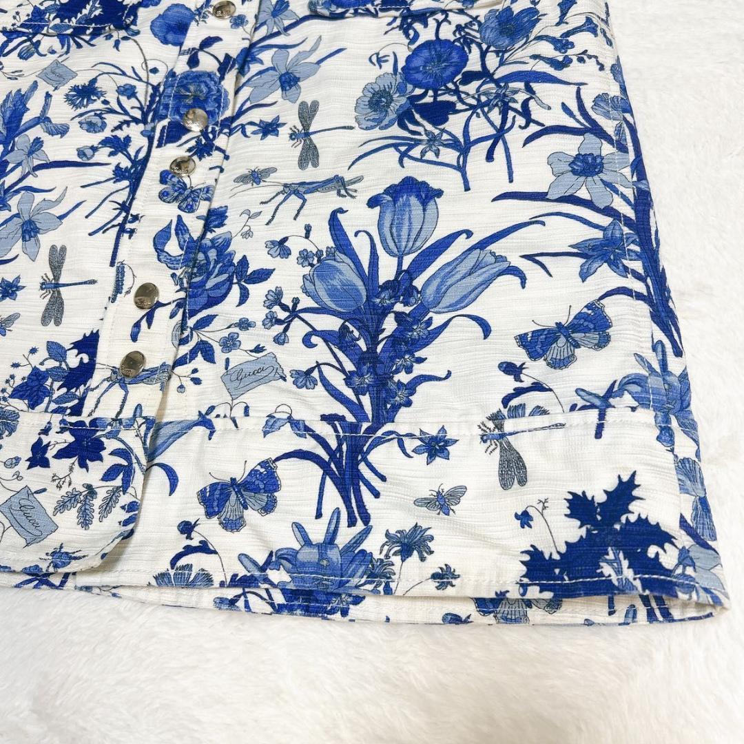 美品 GUCCI グッチ ボタニカル スカート 花柄 フラワー 文字ロゴ