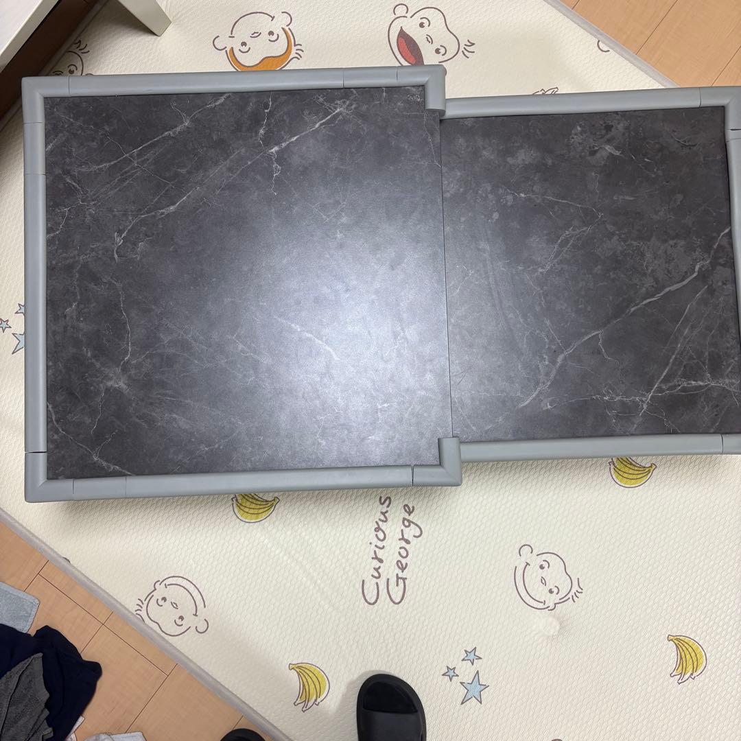 O*e様 LOWYA ローテーブル Sサイズ 大理石柄 ダークグレー/ブラック