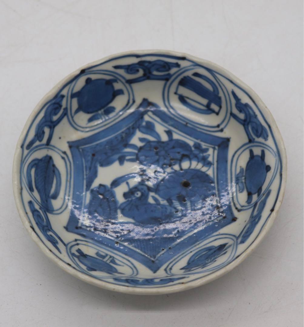 中国　明時代　染付小皿2点　芙蓉手　送料込み0605