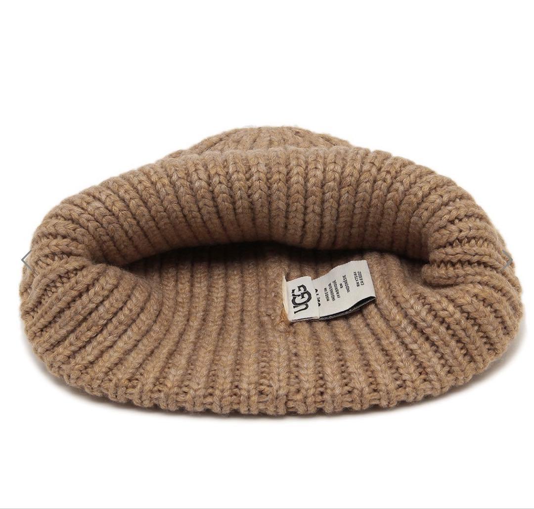 UGG ベージュ リブ編み ニット帽