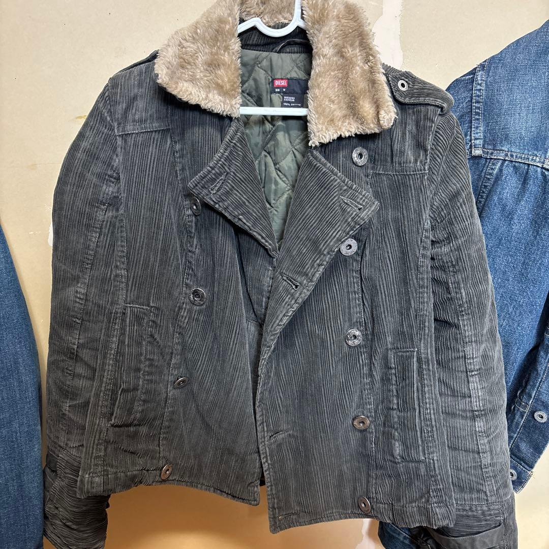 DIESEL ダークグレー ファー付きジャケット M