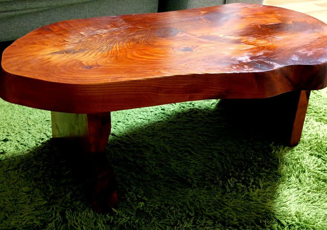 銘木 ケヤキ 一枚板 ローテーブル 和家具 高級 幅79cm 昭和レトロ