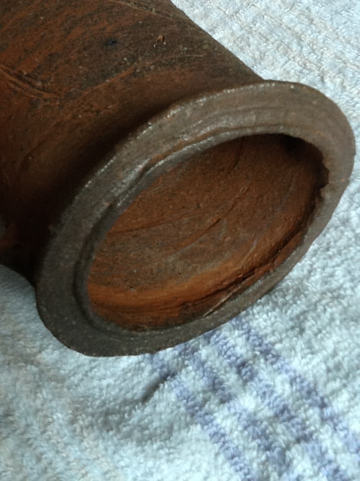 金重有邦作 伊部耳付花入 備前焼　共箱 検金重陶陽金重素山