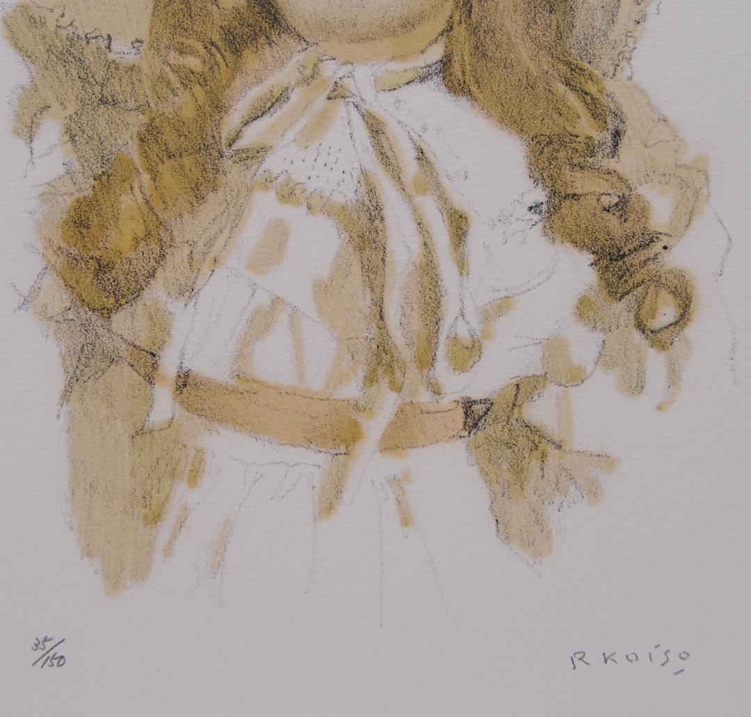 小磯良平 リトグラフ 「 フランス人形 」 梅田画廊 直筆 鉛筆 サイン