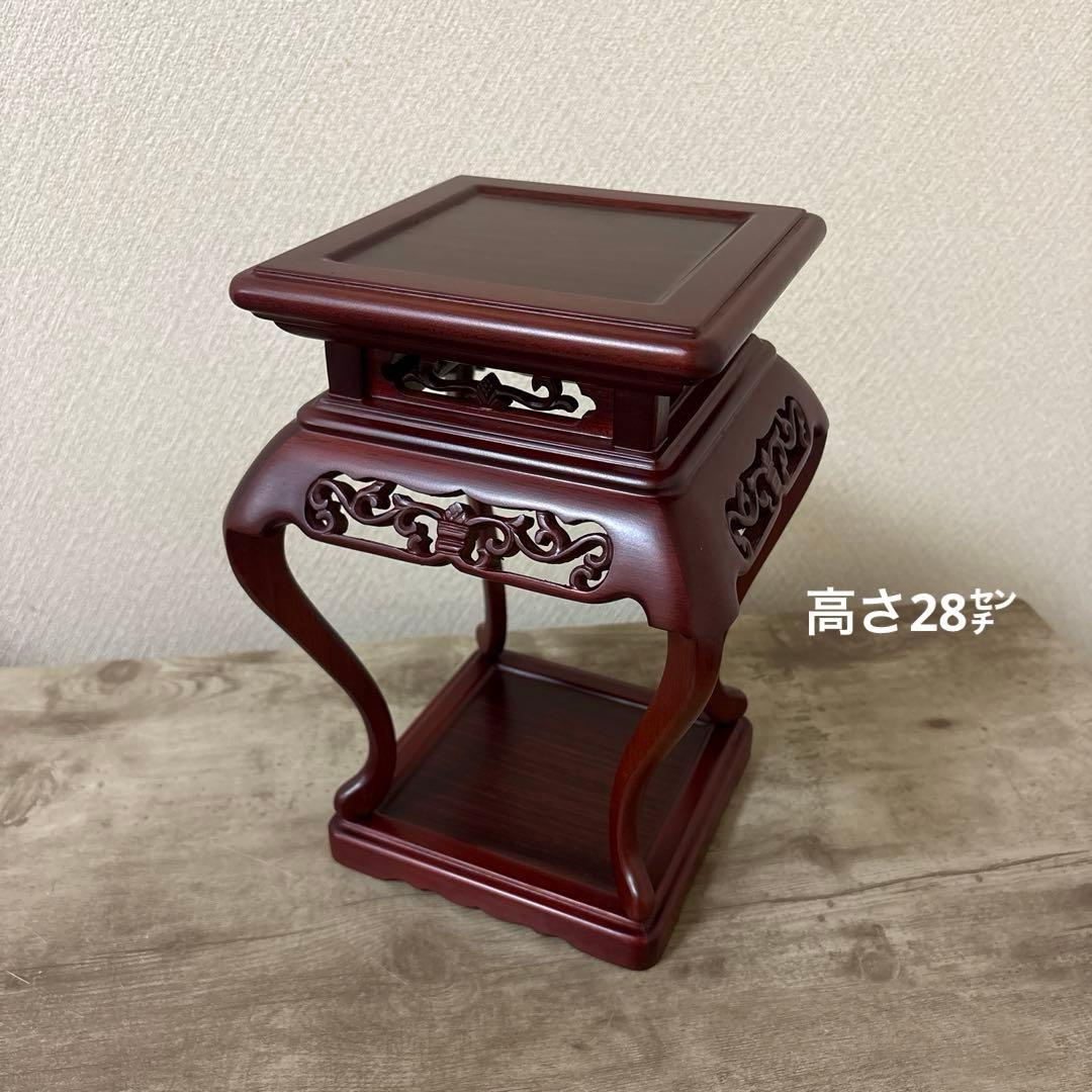 高級唐木花台　透かし彫り　紫檀　盆栽花台　懸崖花台　　加藤工芸ランプ　計2点