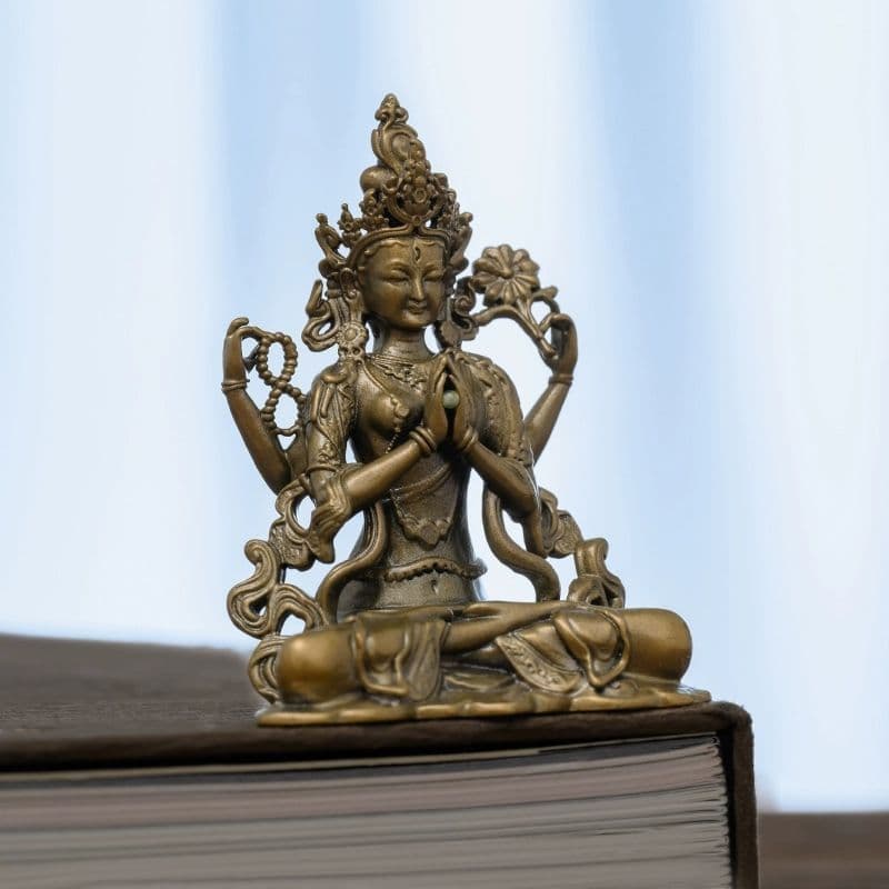 仏像 四臂観音仏像 禅意 茶室 置物 銅製 仏像 彫刻 置物 開運 風水