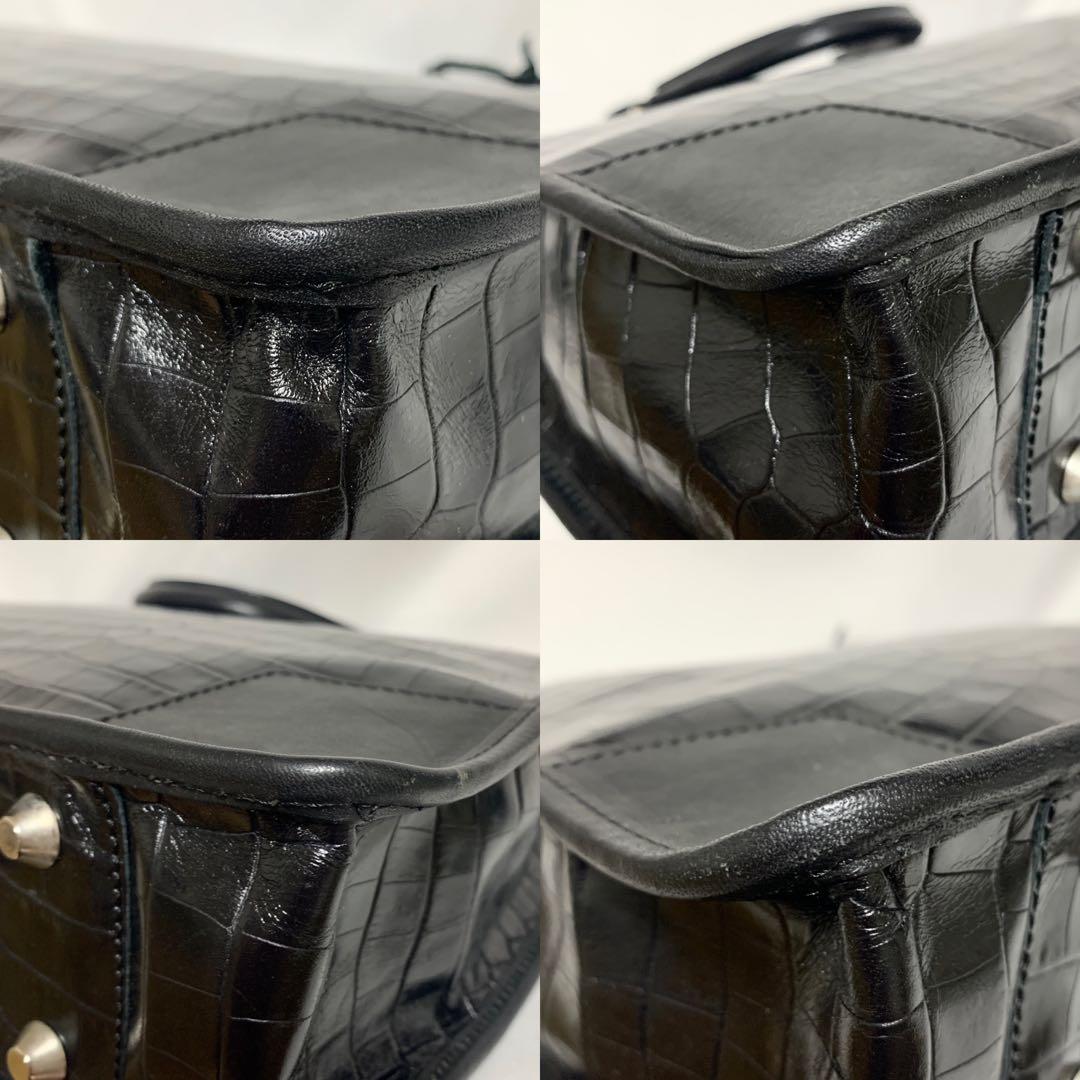 美品✨ エース社製　オールレザー　クロコダイル型押し　ビジネスバッグ　ブラック