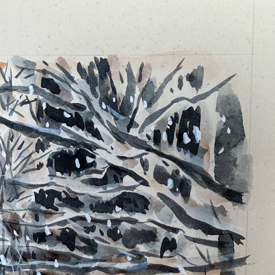 真作 田口雅巳『雪の竜口寺』水彩画 直筆 原画 共シール 落款完備 額装 江ノ電