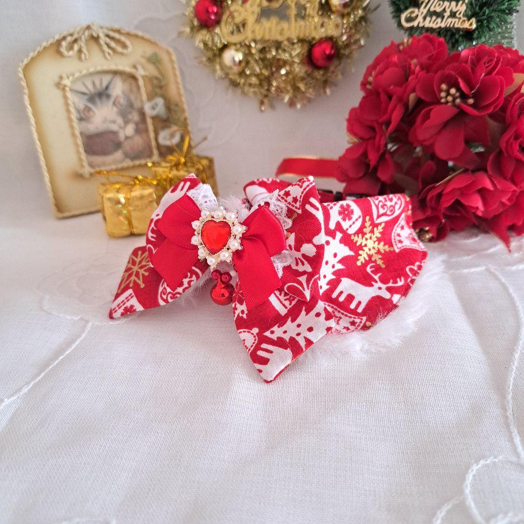 クリスマスシリーズ(赤&白)わんちゃん猫ちゃん用襟つき首輪