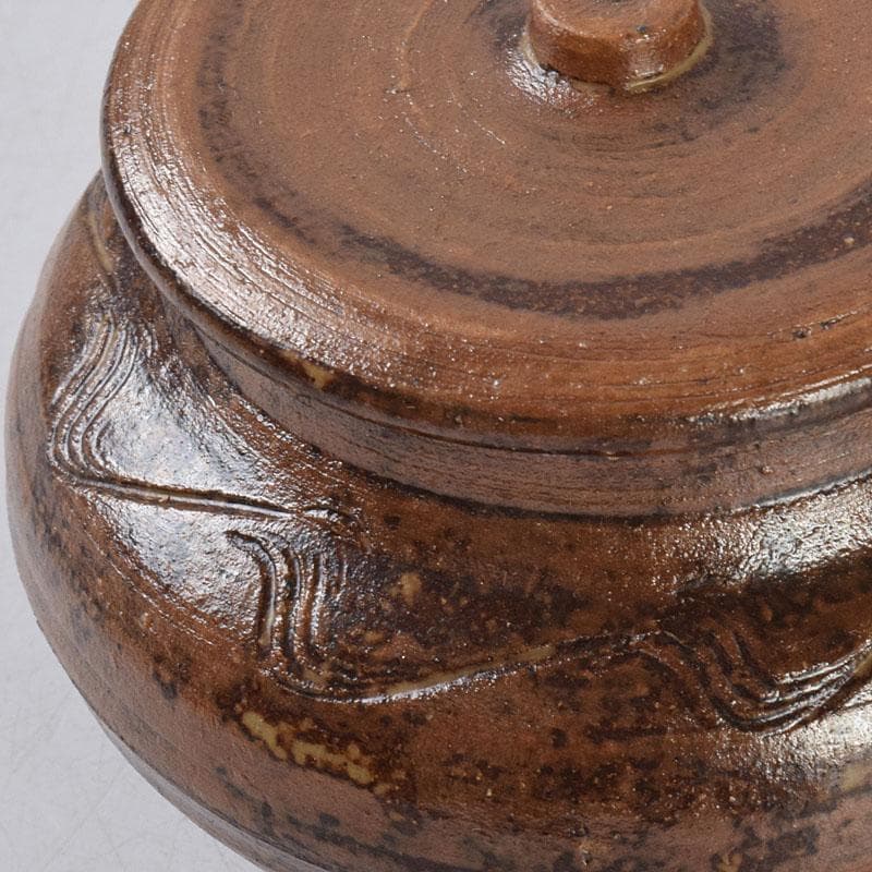 茶道具　瀬戸焼　南山窯　田沼起八郎作　渋紙手　茶入　仕覆付　共箱　V　8581