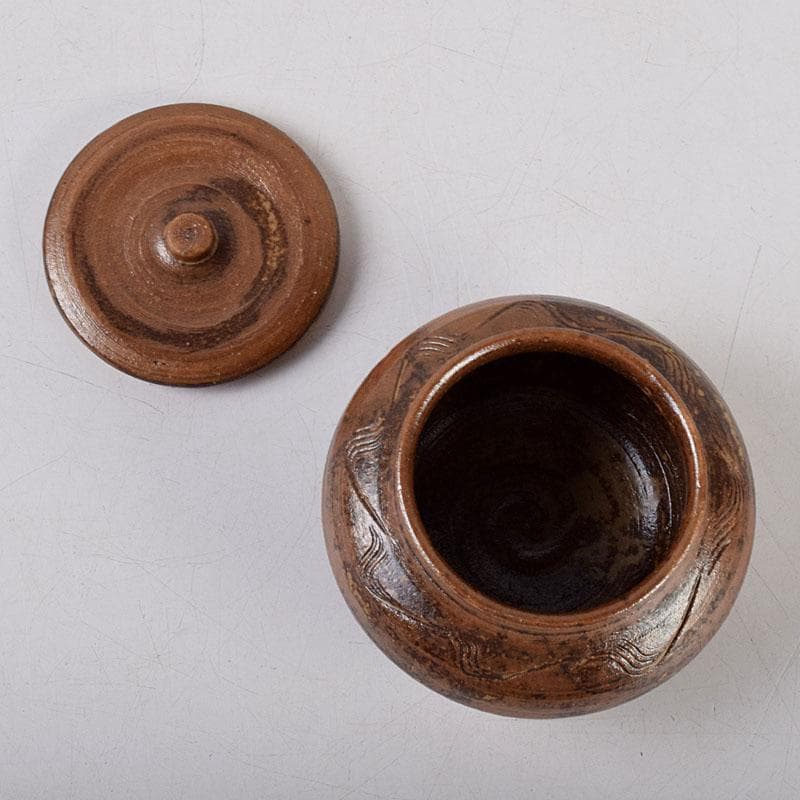 茶道具　瀬戸焼　南山窯　田沼起八郎作　渋紙手　茶入　仕覆付　共箱　V　8581