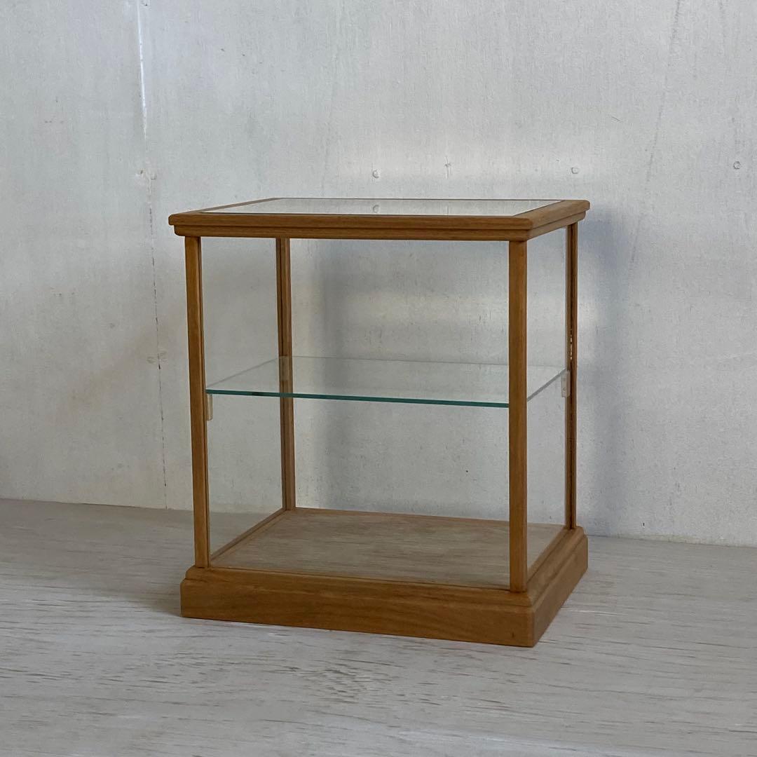 g312 古い木製ガラスケース 2段 卓上ショーケース 扉なし