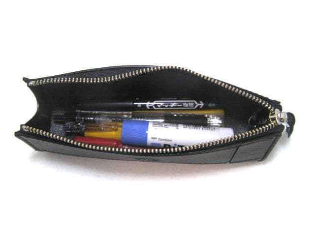 栃木レザー 本革 ペンケース 筆箱 大容量 定規入る 黒 日本製