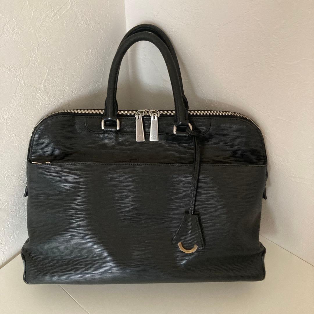 【山崎パンさま用】アニアリブリーフケースウェーブレザー　クロシェット　ブラック