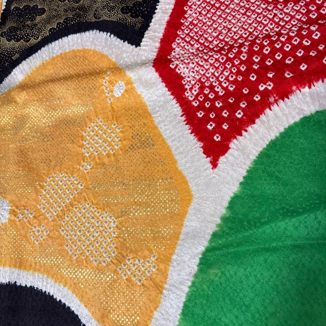 (う19) 個性派‼️彩りの芸術✨総絞り 青海波文様 アンティーク振袖㊗️③点セット