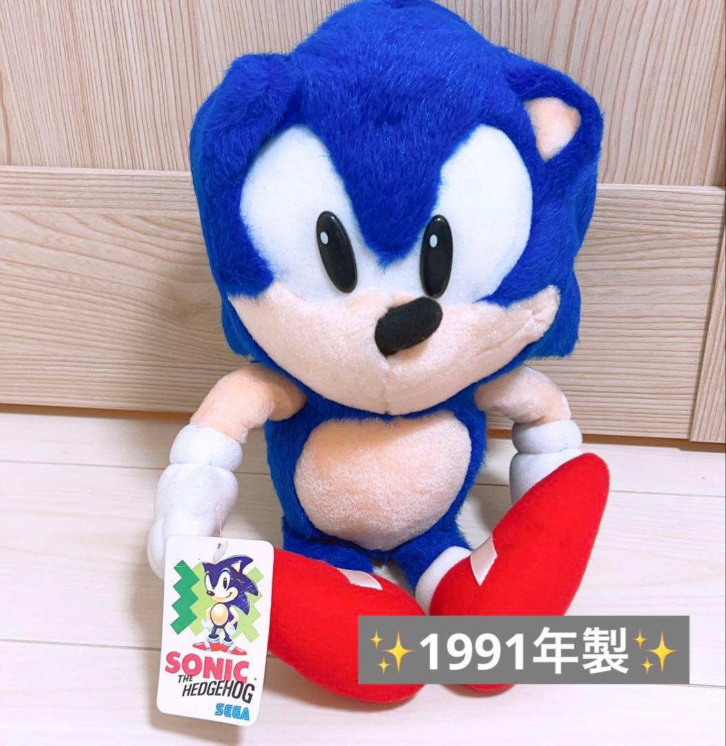 タグ付き SEGA 初代ソニック ザ ヘッジホッグ ぬいぐるみ 1991年製