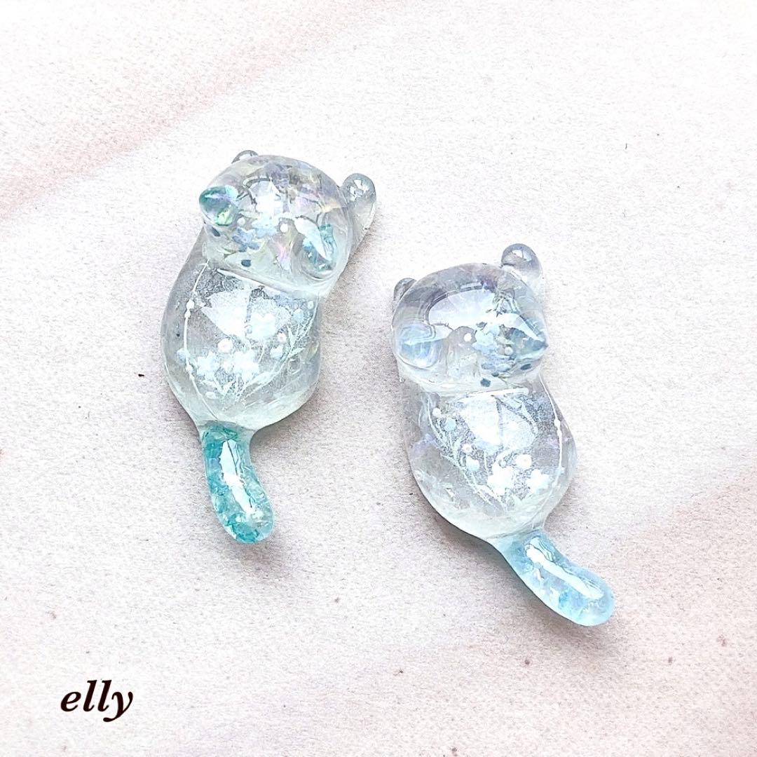 【ゆきゆっきー❄様】天然石　琉球ガラス　ラベンダー　とびつき猫　レジン　チャーム