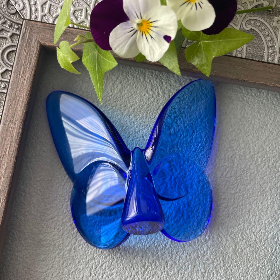 Baccarat ラッキーバタフライ クリスタルガラス ブルー