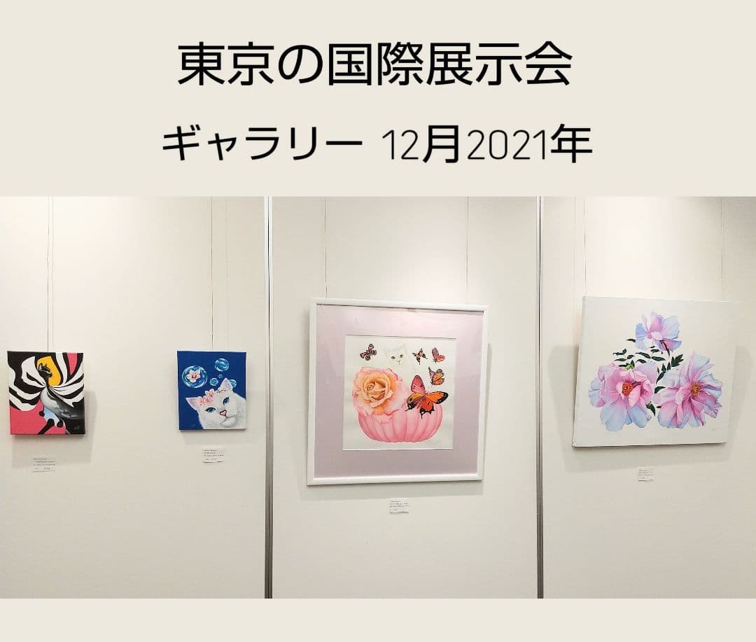 青い空さくら猫(キャンバス&アクリル絵の具)