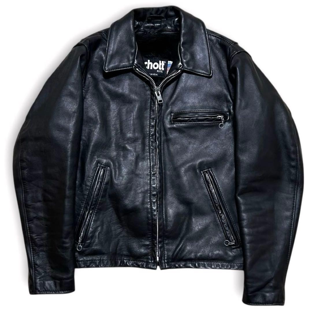専用！品番 Schott 643 レザー シングルライダース 34 ボアライナー