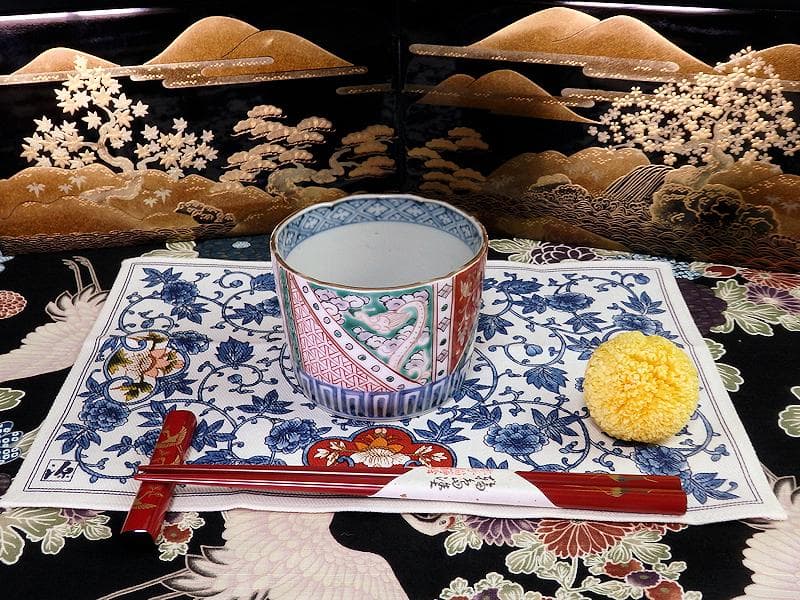 古伊万里　色絵　雲龍に毘沙門亀甲紋の図　大振蕎麦猪口　C964AS-fbqq