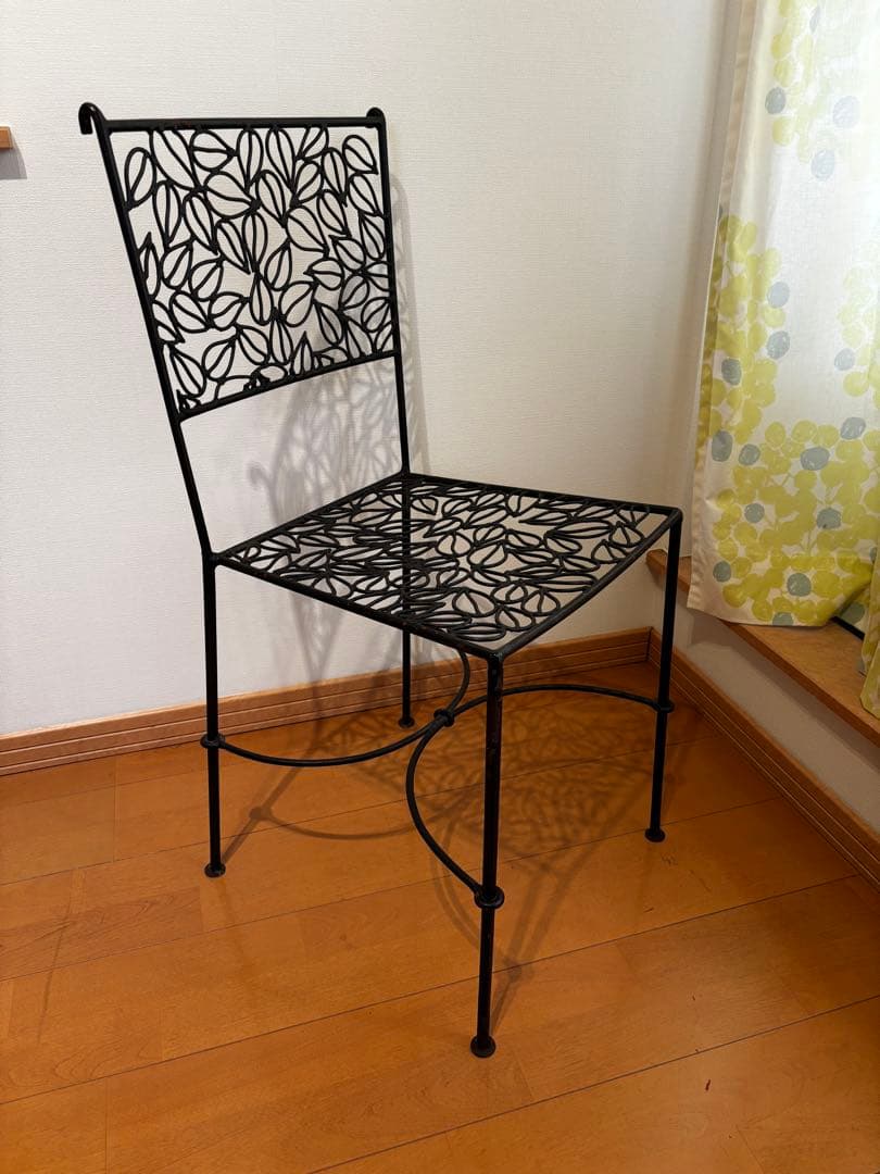 アイアンチェア ヴィンテージ 黒 椅子 Chair ブラック 葉模様椅子