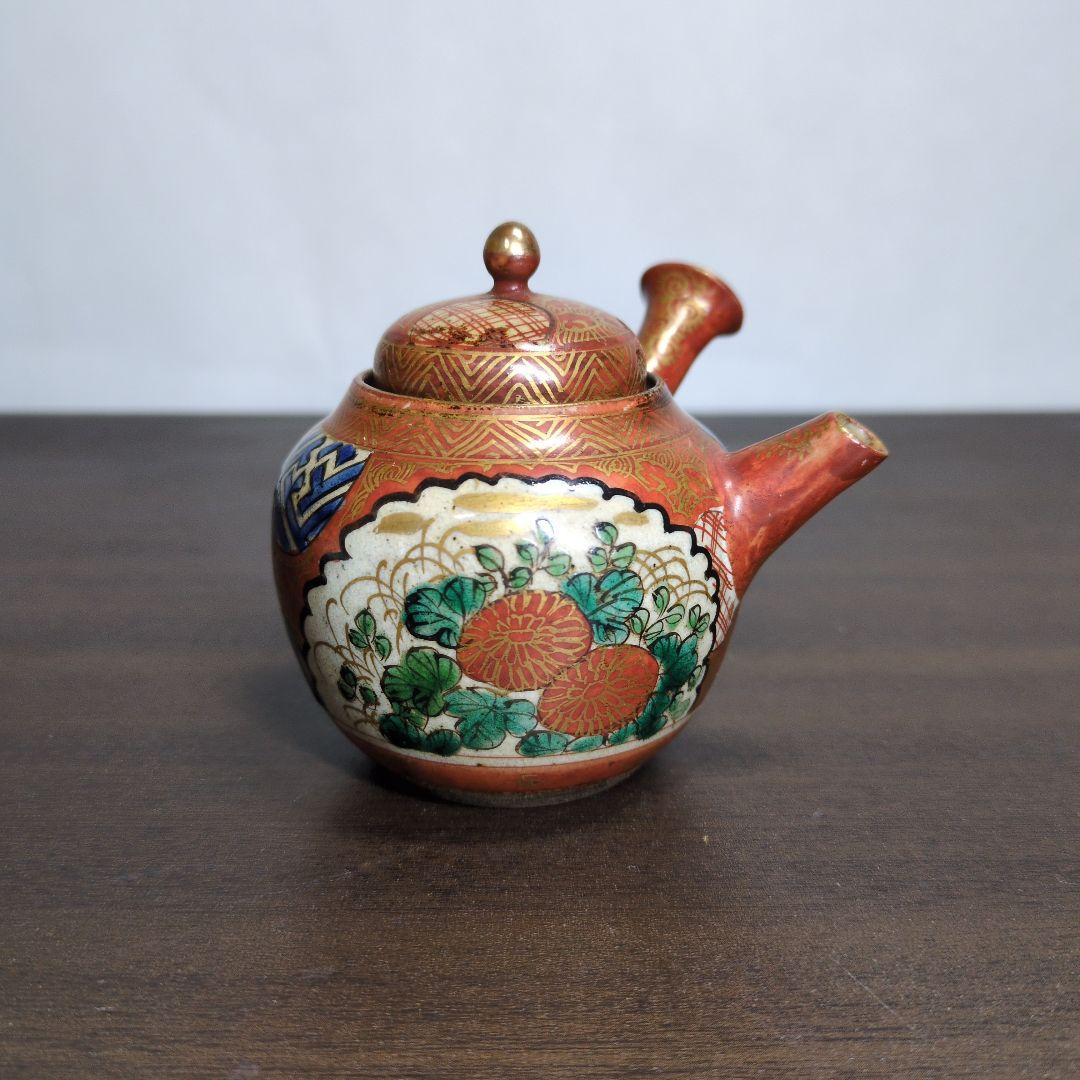 時代 九谷 庄三 金彩色絵 花唐人文 茶器揃 箱付き