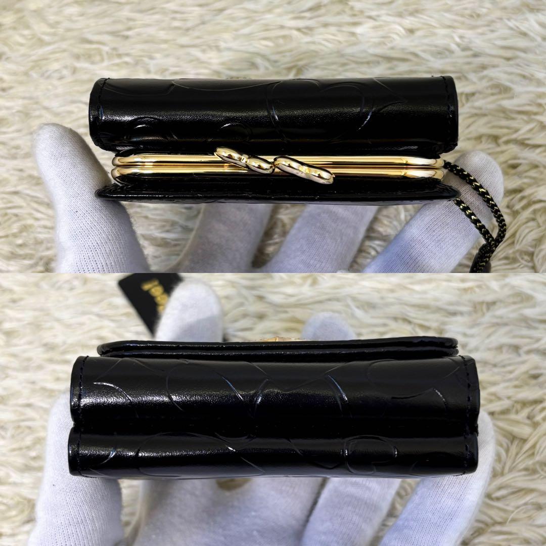 現行【未使用】シンクビー 三つ折り財布 ハーティハート ブラック 黒 がま口