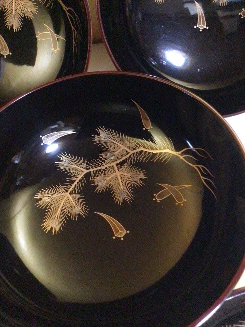 木製蒔絵入りお椀５客セット