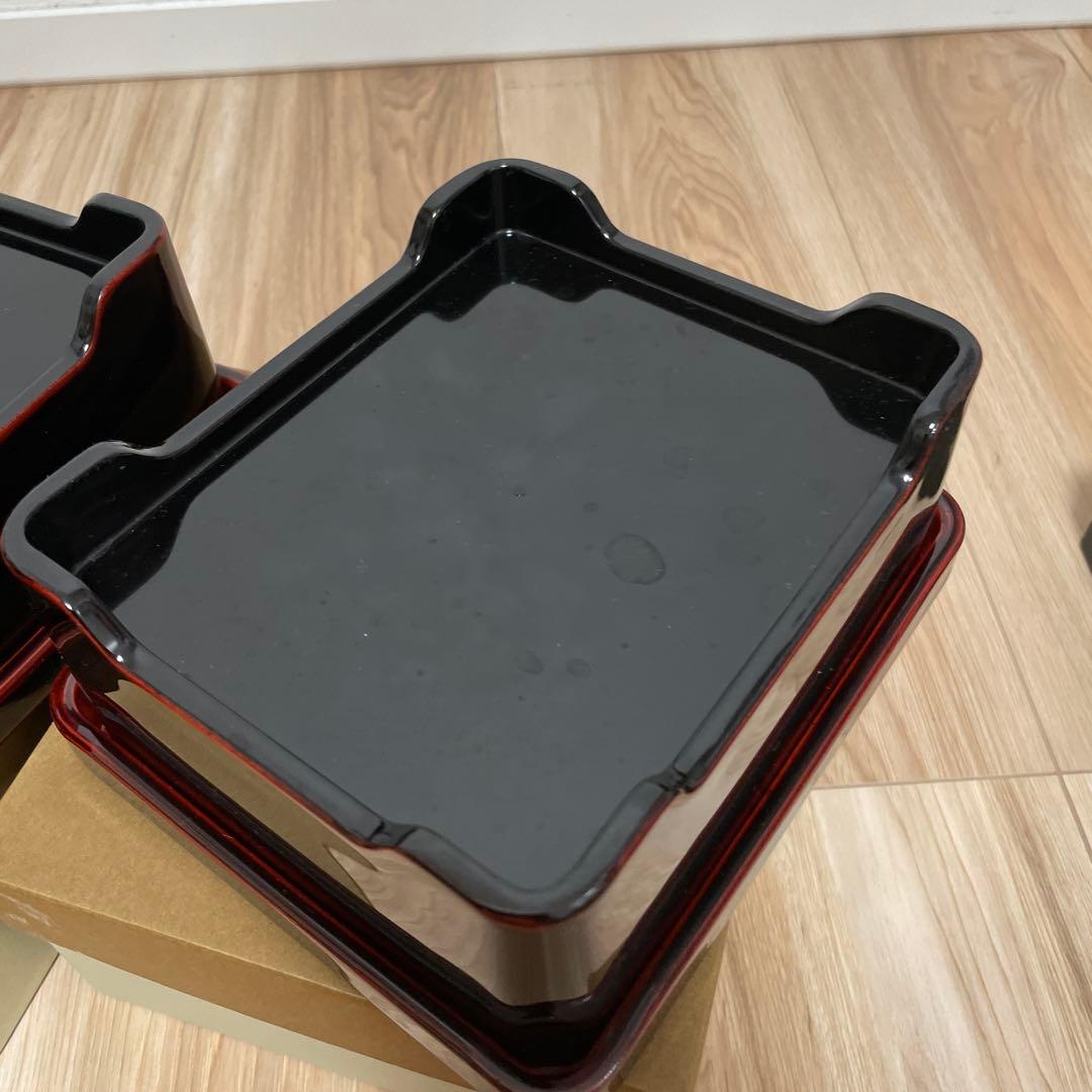 アソベ　漆器 重箱 黒と赤のツートン 箱付き　2個セット