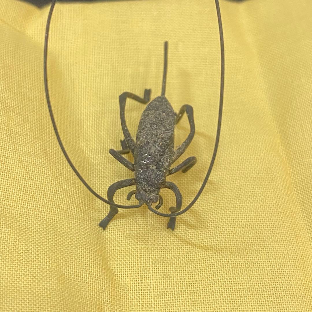 sh2271 銀製　清課堂　京都　木製昆虫置物 手書きの文字付き