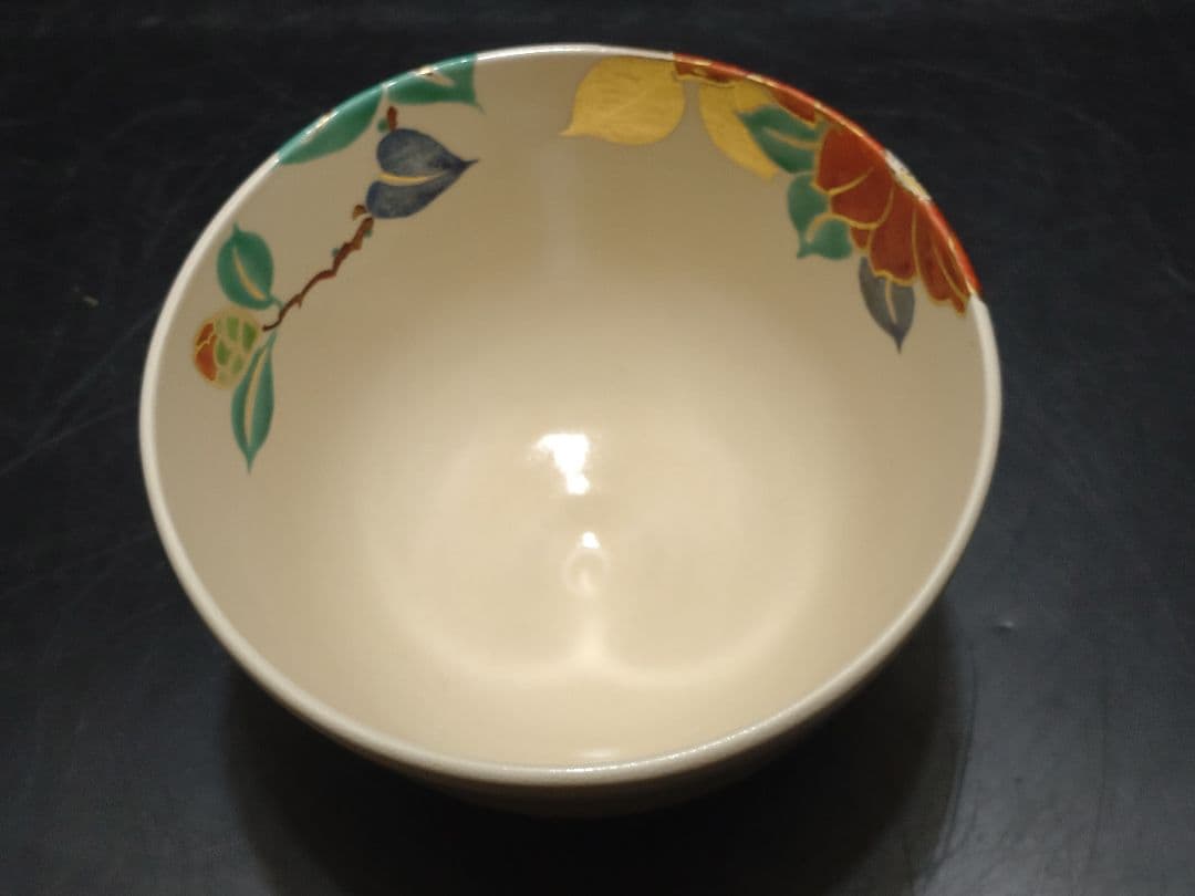 岡田華渓造　椿茶碗　共箱　検（裏千家