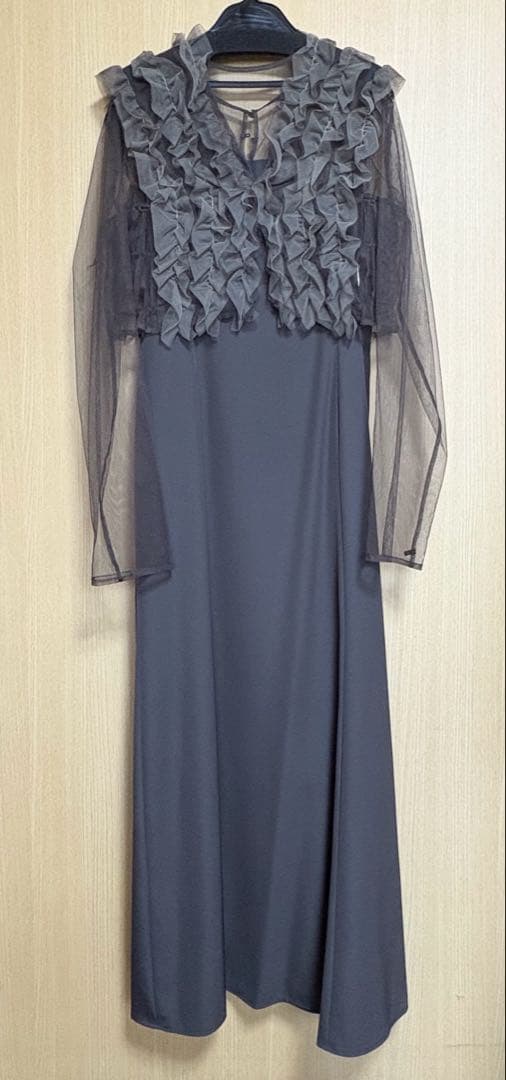 オケージョンドレス　ブラウン　シアー　キャミワンピース　ロング