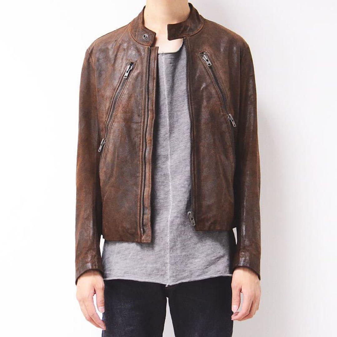 花*う様 martin margiela 八の字ベイクドレザー ライダース　レザ